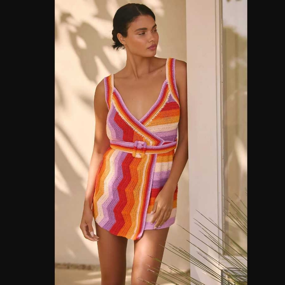FARM Rio Multicolor Striped Mini Dress